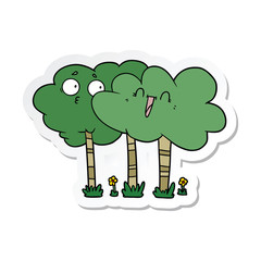 sticker of a cartoon trees with faces