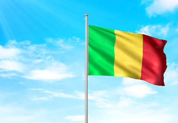 Mali flag waving sky background 3D illustration