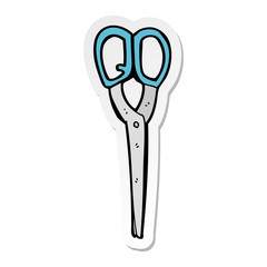 sticker of a cartoon scissors