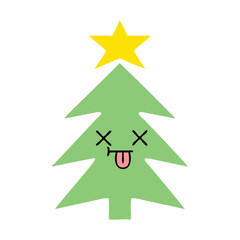 flat color retro cartoon christmas tree