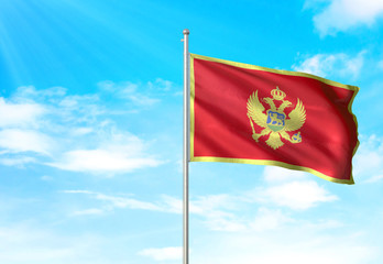 Montenegro flag waving sky background 3D illustration