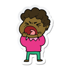 sticker of a cartoon furious man