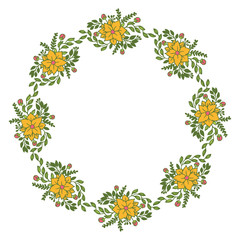 Vector illustration beauty frame flower colorful blooms