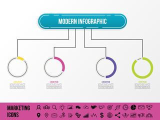 Modern Vector Infographics Elements Design Template. Business Data Visualization Infographics Timeline with Marketing Icons most useful can be used for workflow, presentation, diagrams, annual reports