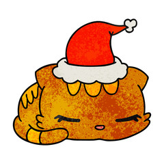 christmas textured cartoon of kawaii cat