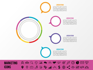 Modern Vector Infographics Elements Design Template. Business Data Visualization Infographics Timeline with Marketing Icons most useful can be used for workflow, presentation, diagrams, annual reports