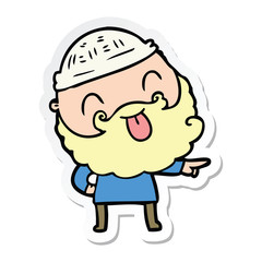 sticker of a man with beard sticking out tongue