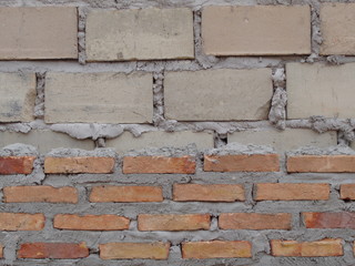 Brick wall before plastering or under construction