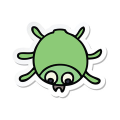 sticker of a quirky hand drawn cartoon beetle