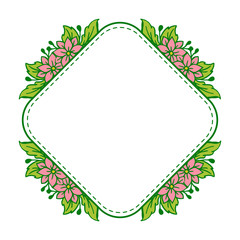 Vector illustration pink flower frame abstract with background