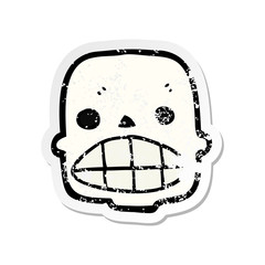 distressed sticker of a cartoon skull