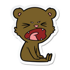 sticker of a angry cartoon bear