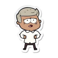 sticker of a cartoon tired man
