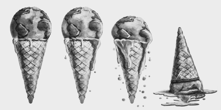 Ice Cream World - Climate Change Concept Global warning.