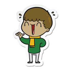 sticker of a laughing cartoon man