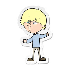 sticker of a cartoon curious man