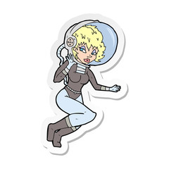 sticker of a cartoon space woman