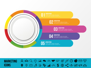 Modern Vector Infographics Elements Design Template. Business Data Visualization Infographics Timeline with Marketing Icons most useful can be used for workflow, presentation, diagrams, annual reports