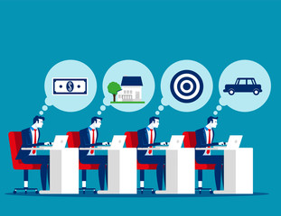 Everyone working for want. Concept business vector, Dreams, Working, Employment and labor.