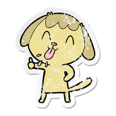 distressed sticker of a cute cartoon dog