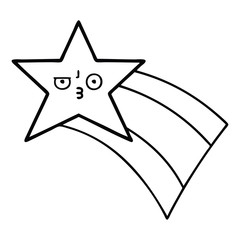 line drawing cartoon shooting rainbow star