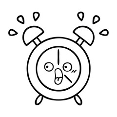 line drawing cartoon alarm clock