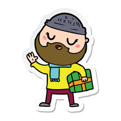 sticker of a cartoon man with beard