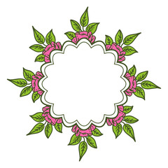 Vector illustration crowd frame flowers rose pink bloom