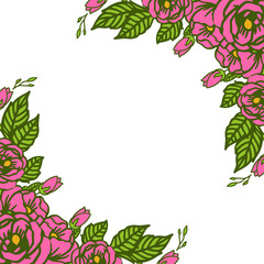 Vector illustration crowd frame flowers rose pink bloom