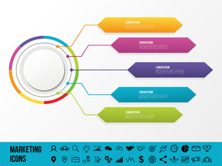 Modern Vector Infographics Elements Design Template. Business Data Visualization Infographics Timeline with Marketing Icons most useful can be used for workflow, presentation, diagrams, annual reports