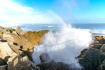 Pancake Rocks Blowholes,South Island New Zealand