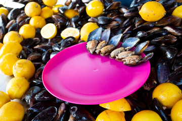 Turkish style stuffed Mussels, Midye Dolma mediterranean cuisine