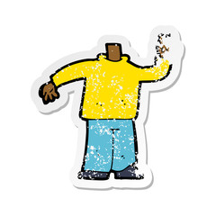 retro distressed sticker of a cartoon body giving peace sign