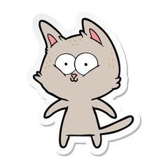 sticker of a happy cartoon cat