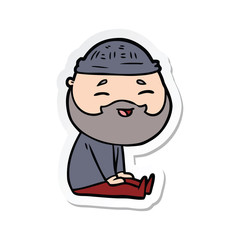 sticker of a cartoon happy bearded man