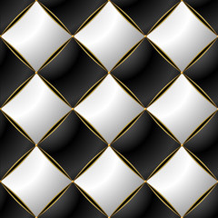 Background of Elegant Quilted Pattern Vip White and Gold Thread Luxury Expensive Concept Decorative
