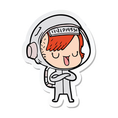 sticker of a cartoon astronaut woman