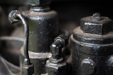 Close Up of Antique Metal Engine Parts