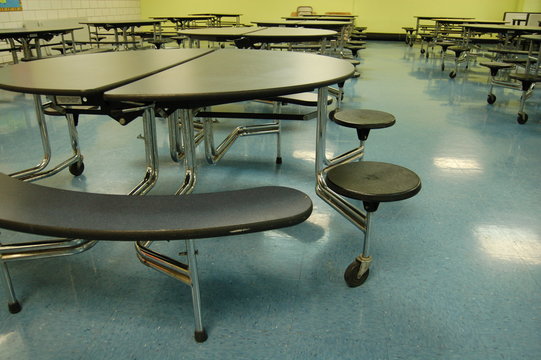 empty tables and seating in cafeteria