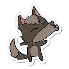 sticker of a cartoon howling wolf
