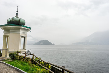 Fototapeta na wymiar Italy, Varenna, Lake Como, a gazebo overlooking the lake