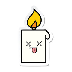 sticker of a cute cartoon lit candle