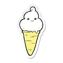sticker of a cartoon ice cream