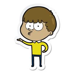 Obraz premium sticker of a cartoon curious boy