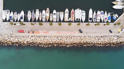 Obraz premium Aerial view of harbor in Sitges. Barcelona. Spain. Drone Photo