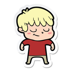 sticker of a happy cartoon boy