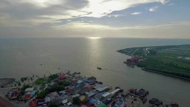 Aerial view landscape Kuala Kedah Malaysia near the port of habour