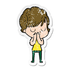 distressed sticker of a cartoon woman