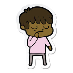 sticker of a cartoon happy boy