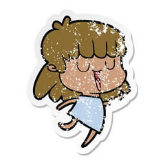 distressed sticker of a cartoon woman